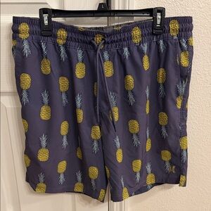 Hurley Navy Swim Shorts with Yellow Pineapple Print